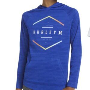 New! Hurley Youth Boys Blue Lightweight Hoodie Kangaroo Pockets Small (7/8) NWT!